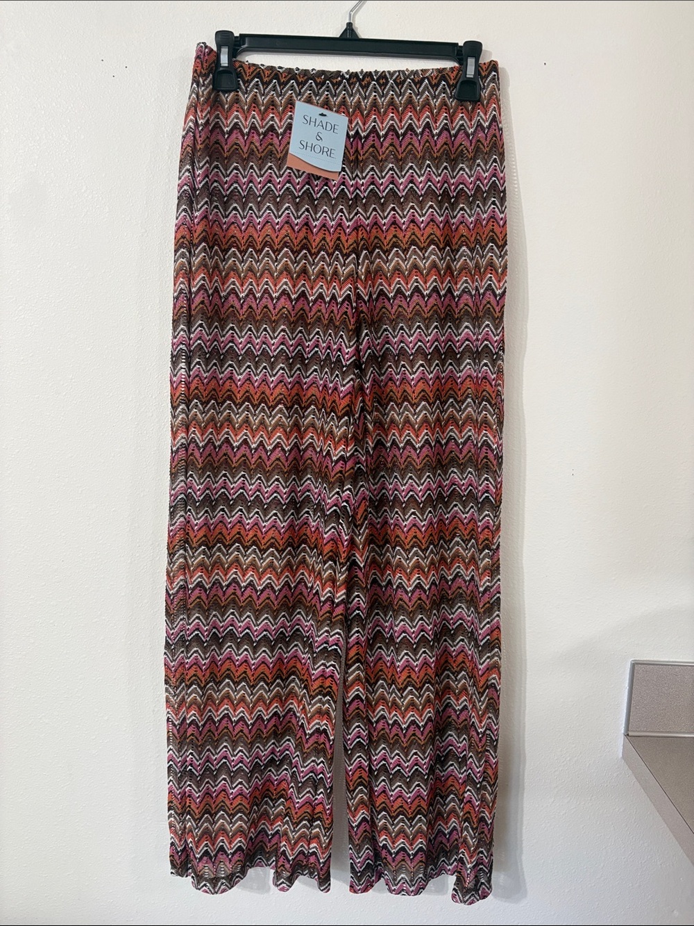 NWT Shade & Shore Zig Zag Crochet Multi Color Swim Cover Up Pants Size S